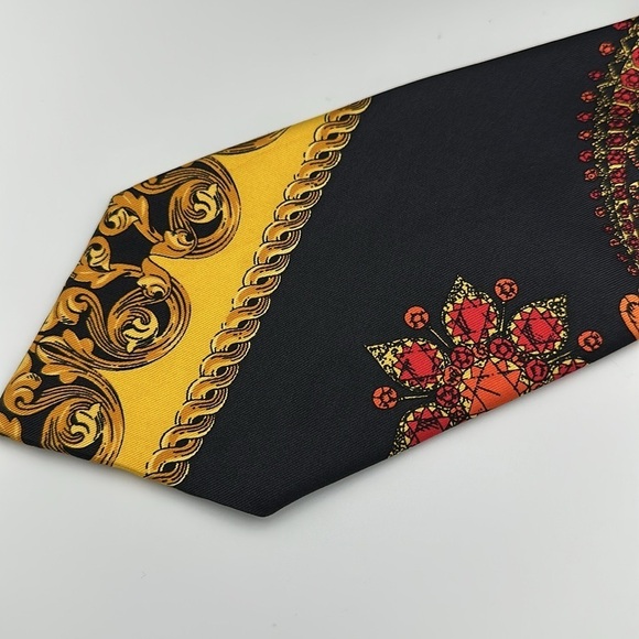 Vintage Gianni Versace Versus Colourful Baroque Print Silk Men's Neck Tie - Picture 2 of 7